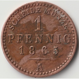 Реверс монеты Саксен-Веймар-Эйзенах, 1 пфенниг, 1858-1865