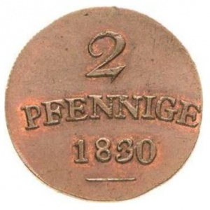 Реверс монеты Саксен-Веймар-Эйзенах, 2 пфеннига, 1830