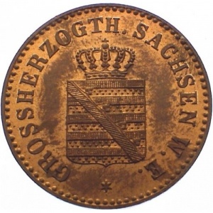 Аверс монеты Саксен-Веймар-Эйзенах, 2 пфеннига, 1858-1865