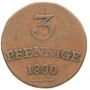 Реверс монеты Саксен-Веймар-Эйзенах, 3 пфеннига, 1830