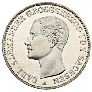 Аверс монеты Саксен-Веймар-Эйзенах, 1 союзный талер, 1858-1870