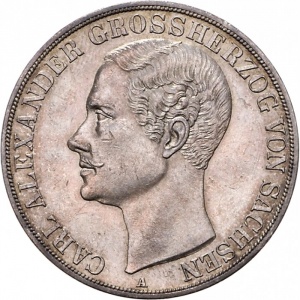 Аверс монеты Саксен-Веймар-Эйзенах, 2 талера, 1855