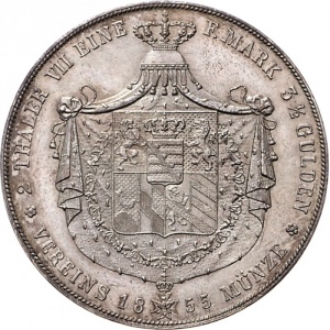 Реверс монеты Саксен-Веймар-Эйзенах, 2 талера, 1855