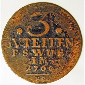 Реверс монеты Саксен-Веймар-Эйзенах, 3 пфеннига, 1760-1762