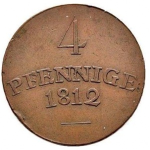 Реверс монеты Саксен-Веймар-Эйзенах, 4 пфеннига, 1810-1812