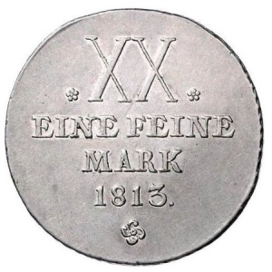 Реверс монеты Саксен-Веймар-Эйзенах, ½ талера, 1813