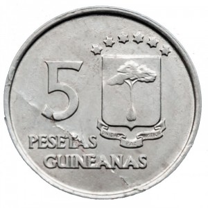 Реверс монеты Экваториальная Гвинея, 5 песет, 1969