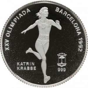 Реверс монеты Экваториальная Гвинея, 7000 франков, 1992, XXV Летние Олимпийские игры, Барселона 1992