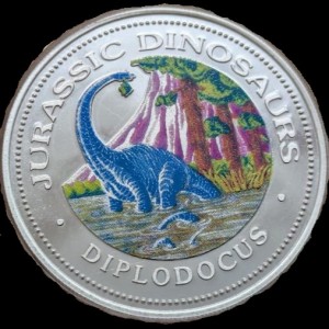 Реверс монеты Экваториальная Гвинея, 7000 франков, 1993, Динозавры Юрского периода - Диплодок