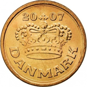 Аверс монеты Дания, 25 эре, 1990-2008