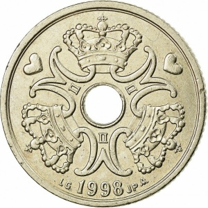Аверс монеты Дания, 5 крон, 1990-2023