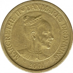 Аверс монеты Дания, 10 крон, 2001-2002