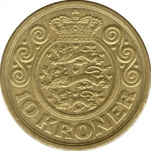 Реверс монеты Дания, 10 крон, 2001-2002