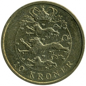 Реверс монеты Дания, 10 крон, 2004-2010