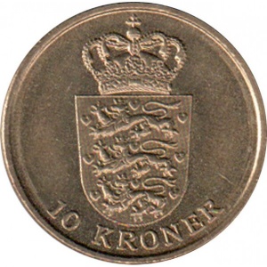 Реверс монеты Дания, 10 крон, 2011-2012