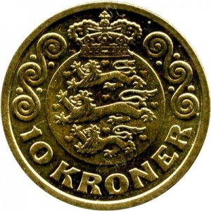 Реверс монеты Дания, 10 крон, 2013-2022