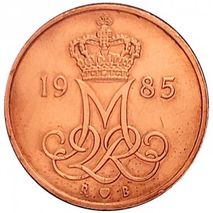Аверс монеты Дания, 5 эре, 1973-1988