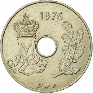 Аверс монеты Дания, 25 эре, 1973-1988