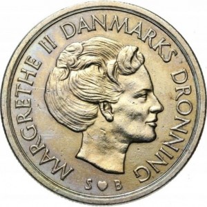 Аверс монеты Дания, 5 крон, 1973-1988