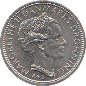 Аверс монеты Дания, 10 крон, 1979-1988