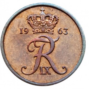 Аверс монеты Дания, 1 эре, 1960-1964