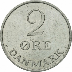 Реверс монеты Дания, 2 эре, 1948-1972