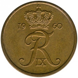 Аверс монеты Дания, 2 эре, 1960-1966