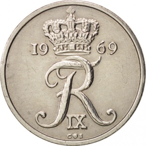 Аверс монеты Дания, 10 эре, 1960-1972