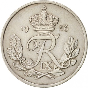 Аверс монеты Дания, 25 эре, 1948-1960