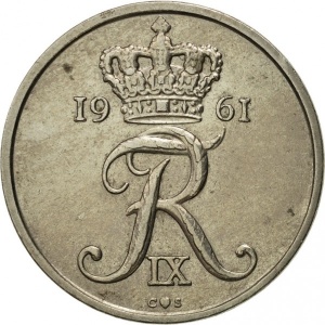Аверс монеты Дания, 25 эре, 1960-1967