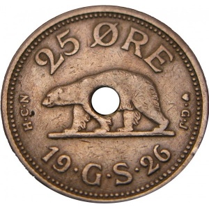 Реверс монеты Дания, 25 эре, 1926