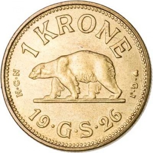 Реверс монеты Дания, 1 крона, 1926