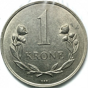 Реверс монеты Дания, 1 крона, 1960-1964