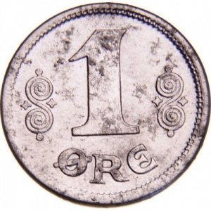 Реверс монеты Дания, 1 эре, 1918-1919