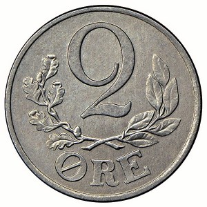 Реверс монеты Дания, 2 эре, 1942-1947