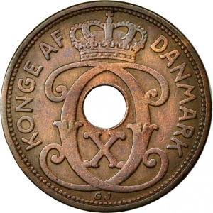 Аверс монеты Дания, 5 эре, 1927-1940