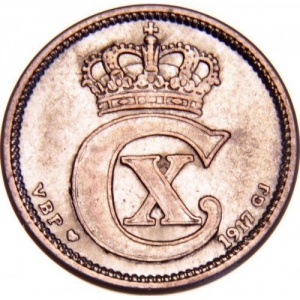 Аверс монеты Дания, 10 эре, 1914-1919