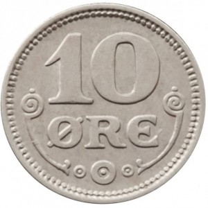 Реверс монеты Дания, 10 эре, 1920-1923