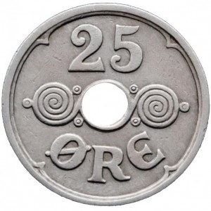 Реверс монеты Дания, 25 эре, 1924-1947