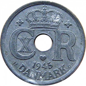 Аверс монеты Дания, 25 эре, 1941-1945