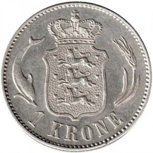 Реверс монеты Дания, 1 крона, 1915-1916