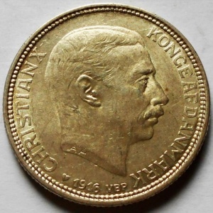 Аверс монеты Дания, 2 кроны, 1915-1916