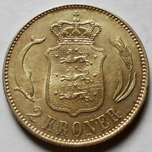 Реверс монеты Дания, 2 кроны, 1915-1916