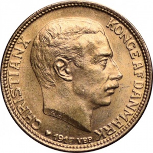 Аверс монеты Дания, 10 крон, 1913-1917