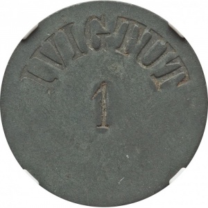 Аверс монеты Дания, 1 эре, 1875, Криолитовые шахты Ивигтут