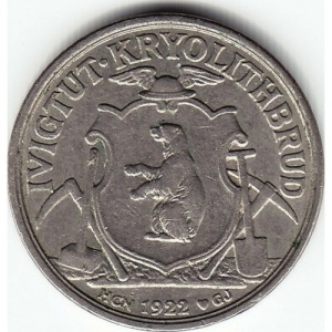 Аверс монеты Дания, 10 эре, 1922, Криолитовые шахты Ивигтут