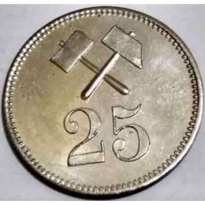 Реверс монеты Дания, 25 эре, 1911, Медный рудник Йошва (Иннациак)