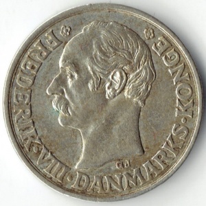 Аверс монеты Дания, 25 эре, 1907-1911