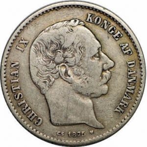 Аверс монеты Дания, 1 крона, 1875-1898