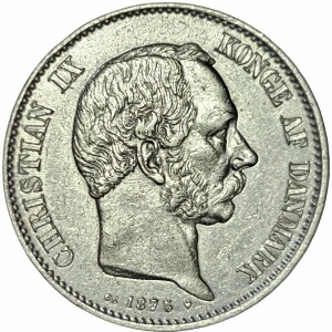 Аверс монеты Дания, 2 кроны, 1875-1899
